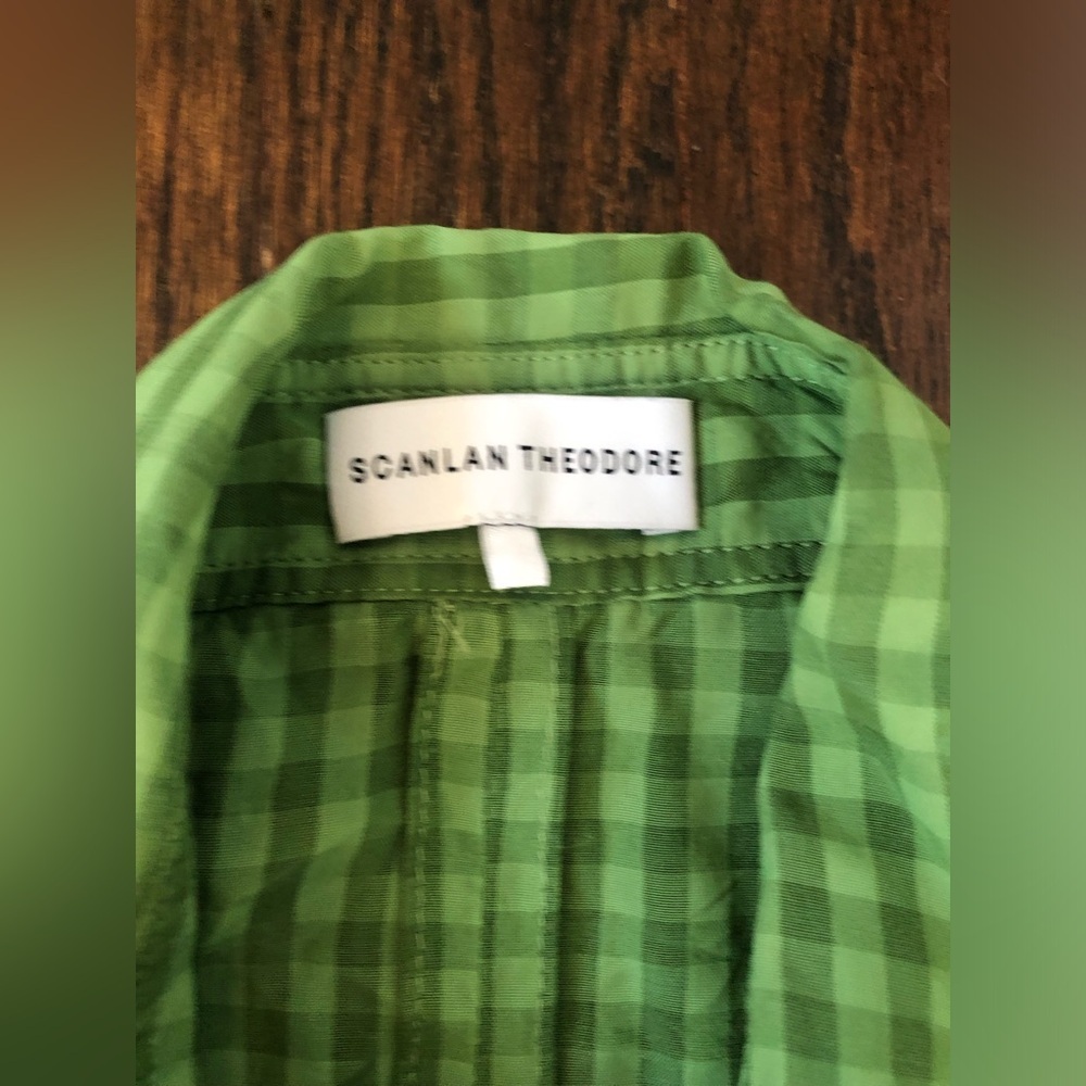 Scanlan Theodore Women’s M Green Gingham Wrap Midi Dress w/Collar and Belt - EUC - Picture 5 of 15
